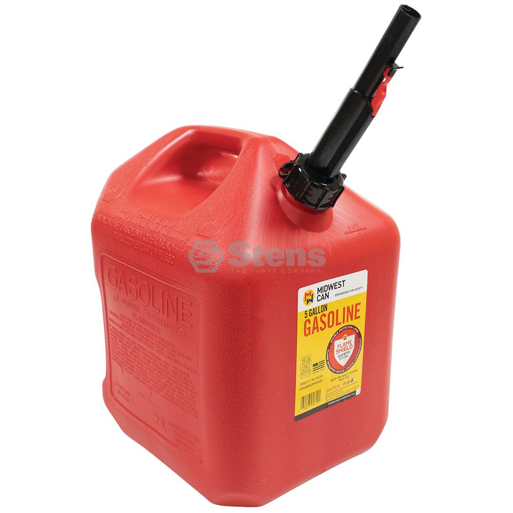 Midwest 6610 6 Gallon Red Plastic Gas Can Containers with Spill Proof Spout